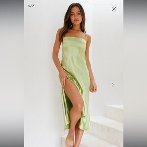 Hello Molly No Advice Midi Dress in Lime